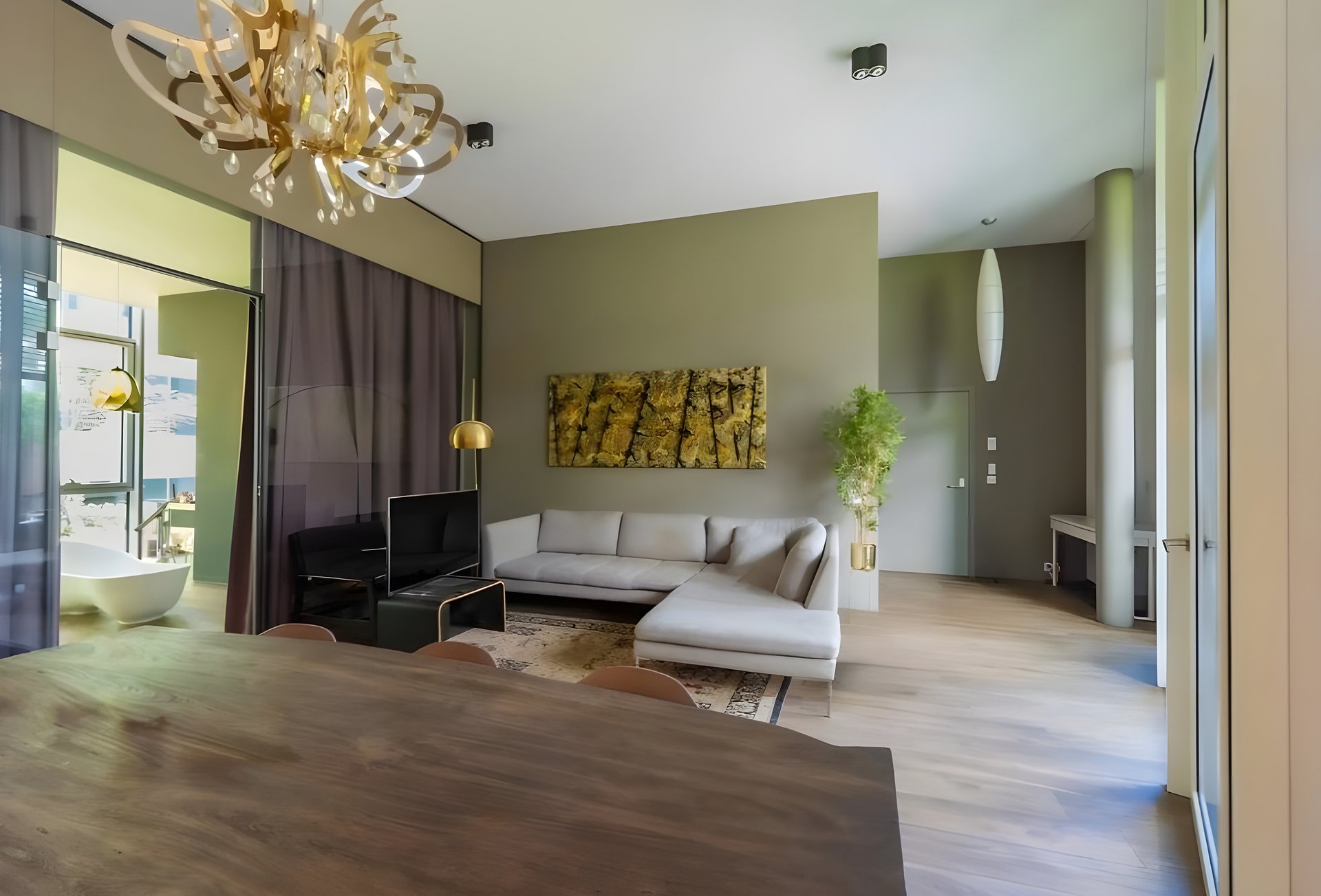 Bright living room in a contemporary apartment